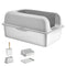 Cat Litter Box, 152 mm Deep, XL Extra Large Stainless Steel Cat Litter Box with Scoop, Wide Filtering Foot Board & High Sides, Enclosed Odor-Free Easy-to-Clean Litter Box, Fit for Big Cats