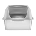 Cat Litter Box, 152 mm Deep, XL Extra Large Stainless Steel Cat Litter Box with Scoop, Wide Filtering Foot Board & High Sides, Enclosed Odor-Free Easy-to-Clean Litter Box, Fit for Big Cats