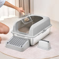 Stainless Steel Cat Litter Box XL 152mm Deep Enclosed Odour-Free