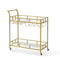 2 Tier Gold Metal Bar Cart Wine Rack Glass Holder 120kg