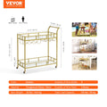 2 Tier Gold Metal Bar Cart Wine Rack Glass Holder 120kg