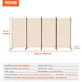 4 Panel Room Divider Folding Privacy Screen Partition Beige