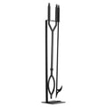 Fireplace Tool Set 3 PCS Black Wrought Iron Poker Tongs Stand