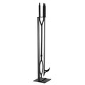 Fireplace Tool Set 3 PCS Black Wrought Iron Poker Tongs Stand