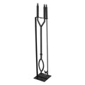 Fireplace Tool Set 3 PCS Black Wrought Iron Poker Tongs Stand