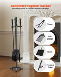 Fireplace Tool Set 4 Piece Wrought Iron Black Indoor Outdoor Fire
