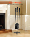 Fireplace Tool Set 4 Piece Wrought Iron Black Indoor Outdoor Fire