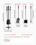 Fireplace Tool Set 4 Piece Wrought Iron Black Indoor Outdoor Fire