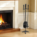 Fireplace Tool Set 4 Piece Wrought Iron Black Indoor Outdoor Fire