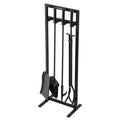 Fireplace Tool Set 5 PCS Black Wrought Iron with Stand Poker