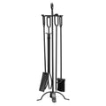 5 Piece Black Fireplace Tool Set Poker Shovel Tongs Brush Stand