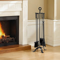 5 Piece Black Fireplace Tool Set Poker Shovel Tongs Brush Stand