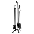 5 Piece Black Fireplace Tool Set Poker Shovel Tongs Brush Stand
