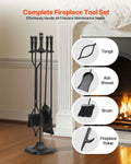 Fireplace Tool Set 5 Piece Black Wrought Iron Indoor Outdoor Fire