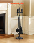 Fireplace Tool Set 5 Piece Black Wrought Iron Indoor Outdoor Fire