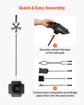 Fireplace Tool Set 5 Piece Black Wrought Iron Indoor Outdoor Fire