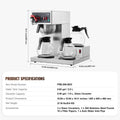 12 Cups Commercial Drip Coffee Maker with 3 Glass Carafes and 3 Warmers