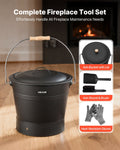 Ash Bucket 4 Piece Set 9.8L Metal Fireplace Wood Stove Fire Pit