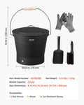 Ash Bucket 4 Piece Set 9.8L Metal Fireplace Wood Stove Fire Pit
