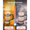 French Press Coffee Maker, 1 Liter Borosilicate Glass Coffee Press Tea Maker with Stainless Steel Filter, Large Glass French Presses Cold Brew for Camping Travel Home Kitchen, Silver