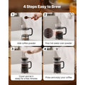French Press Coffee Maker, 1 Liter Borosilicate Glass Coffee Press Tea Maker with Stainless Steel Filter, Large Glass French Presses Cold Brew for Camping Travel Home Kitchen, Silver