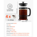 French Press Coffee Maker, 1 Liter Borosilicate Glass Coffee Press Tea Maker with Stainless Steel Filter, Large Glass French Presses Cold Brew for Camping Travel Home Kitchen, Silver