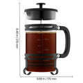 French Press Coffee Maker, 1 Liter Borosilicate Glass Coffee Press Tea Maker with Stainless Steel Filter, Large Glass French Presses Cold Brew for Camping Travel Home Kitchen, Silver