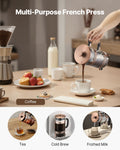 French Press Coffee Maker 1L Borosilicate Glass Stainless Steel