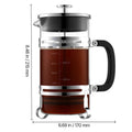 French Press Coffee Maker, 1 Liter Borosilicate Glass Coffee Press Tea Maker with Stainless Steel Filter, Large Glass French Presses Cold Brew for Camping Travel Home Kitchen, Silver