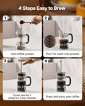 French Press Coffee Maker 1L Borosilicate Glass Stainless Steel