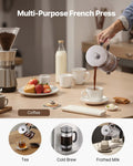 French Press Coffee Maker 1L Borosilicate Glass Stainless Steel