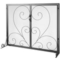 Fireplace Screen 2-Panel 990x802MM Iron Mesh Spark Guard Black
