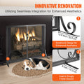Fireplace Screen 2-Panel 990x802MM Iron Mesh Spark Guard Black