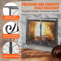 Fireplace Screen 2-Panel 990x802MM Iron Mesh Spark Guard Black