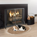 Fireplace Screen 2-Panel 990x802MM Iron Mesh Spark Guard Black