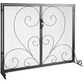 Fireplace Screen 2-Panel 990x802MM Iron Mesh Spark Guard Black