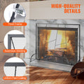 Fireplace Screen Single Panel 906x720mm Iron Mesh Spark Guard