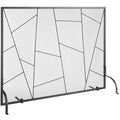 Fireplace Screen Single Panel 906x720mm Iron Mesh Spark Guard
