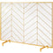 980x758mm Fireplace Screen 1-Panel Iron Mesh Spark Guard Gold