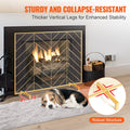 980x758mm Fireplace Screen 1-Panel Iron Mesh Spark Guard Gold