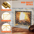 980x758mm Fireplace Screen 1-Panel Iron Mesh Spark Guard Gold