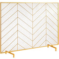 980x758mm Fireplace Screen 1-Panel Iron Mesh Spark Guard Gold
