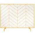 980x758mm Fireplace Screen 1-Panel Iron Mesh Spark Guard Gold