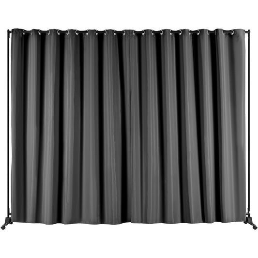 Room Divider 8ft x 10ft Portable Panel Wheels Black Privacy Screen
