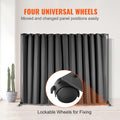Room Divider 8ft x 10ft Portable Panel Wheels Black Privacy Screen