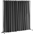 Room Divider 8ft x 10ft Portable Panel Wheels Black Privacy Screen