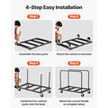 Drywall Cart Dolly, 816 kg Load Capacity, Steel Panel Truck Cart with 12.5 mm Swivel Casters, Lumber Drywall Dolly with Tie-Down Strap & 2 Side Handrails for Factory, Warehouse, Garage, Black