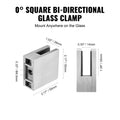 Glass Clamp 4pc Square Stainless Steel Railing Bracket 8-12mm