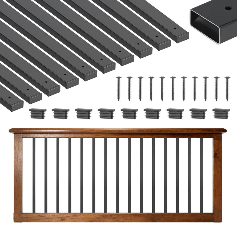 61x Deck Balusters 82cm Galvanized Steel Railing Spindles Black