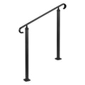 Adjustable Handrail 2-3 Steps Carbon Steel Matte Black Outdoor